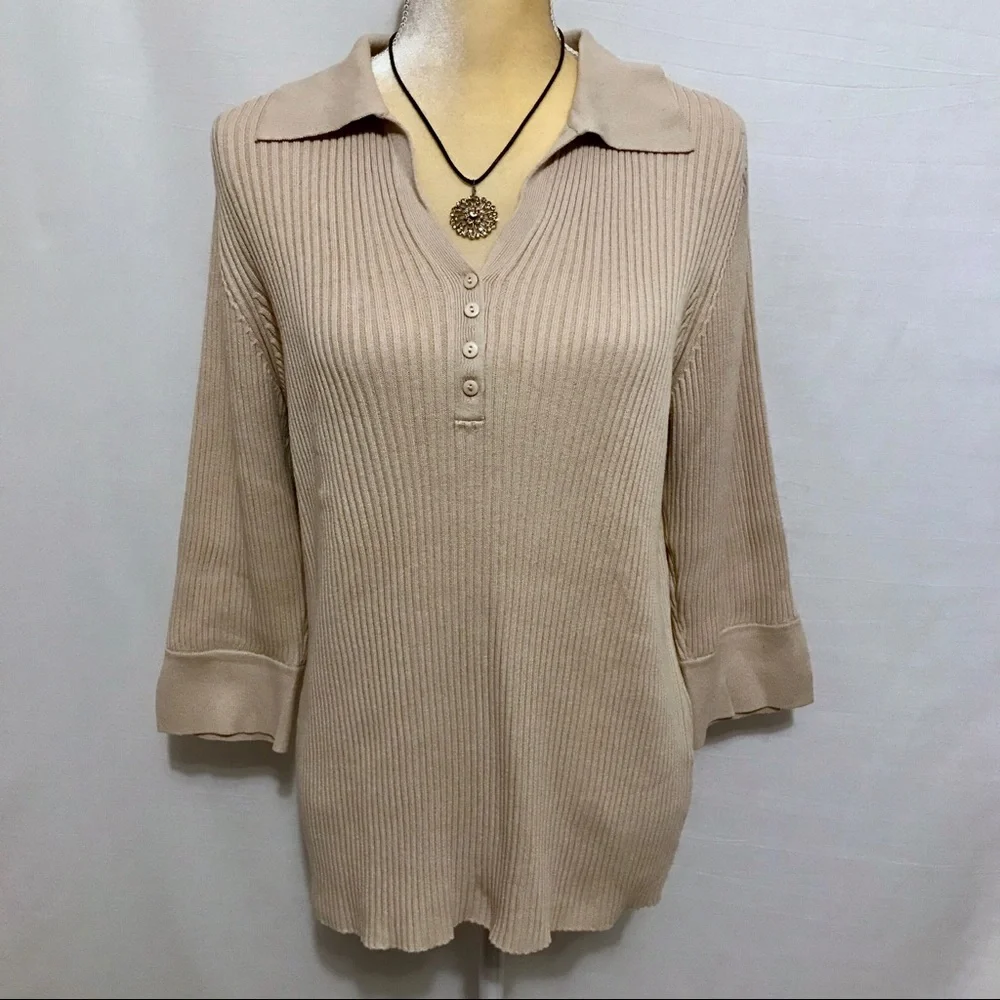 ❌SOLD❌ Avenue Beige Collar Pullover Top Women 18/20 (1X) - Picture 1 of 11